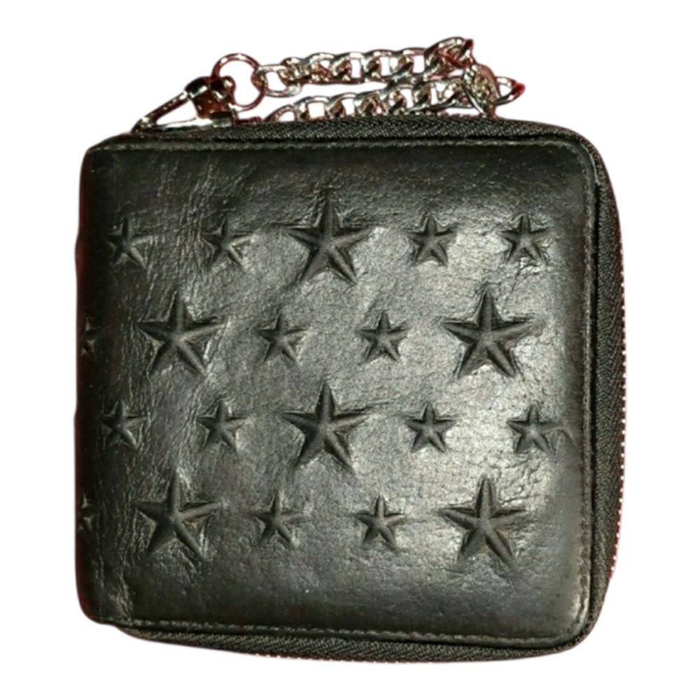 JIMMY CHOO Black Leather Star Embossed Wallet w/ Chain - Picture 6 of 7